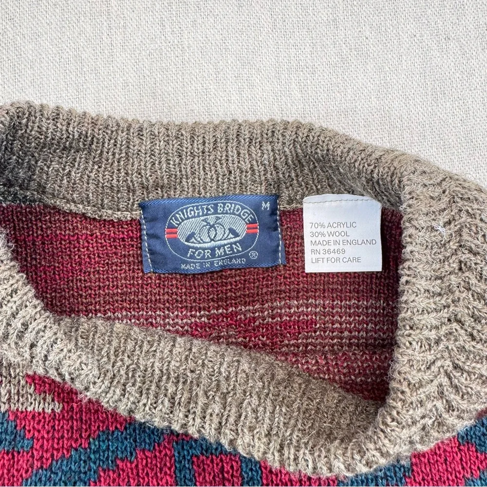 Knights Bridge Men’s M Southwestern Aztec Wool Blend Knit Sweater Made England